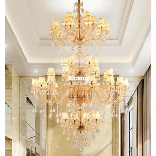 Modern Luxury Champagne Hotel Chandelier E14 D160cm Lamparas Retro Modern Chandelier Cristal Lustre Penthouse Cystal Chandelier