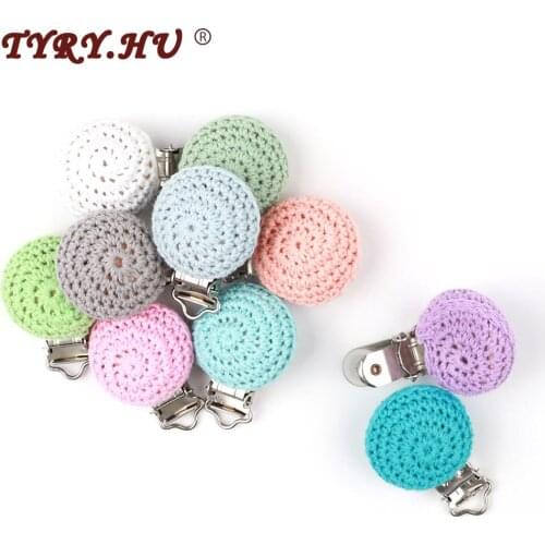 TYRY.HU 1pc Round Wooden teether Pacifier Clip baby Teething Necklace Crocheted Clip Rodent DIY Pacifier Chain Tool free shiping