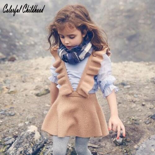 High quality Christmas baby girls dress sweet Knited ruffles design new year costume cozy baby clothes winter 2-6Yrs