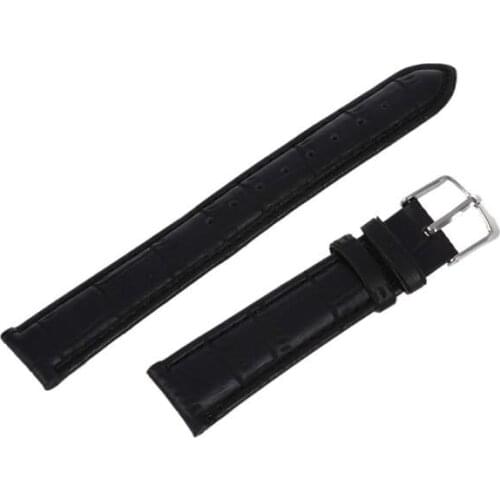 YCYS! 18mm Watch Bracelet Black PU Leather Alloy Buckle Strap Watch