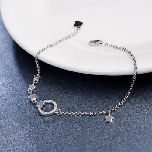 Fashion Women Bracelet 925 Sterling Silver Bracelets Star Chain Bracelet Jewelry Zircon Charm Bracelets Gift For Women