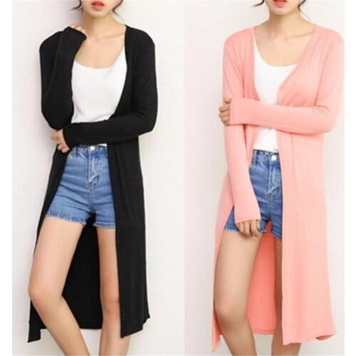 Summer Autumn 12 Colors Women Modal Long Cardigan Female Cotton Sweater Cardigans Long Sleeve Women Casual Coat Ladies Outerwear