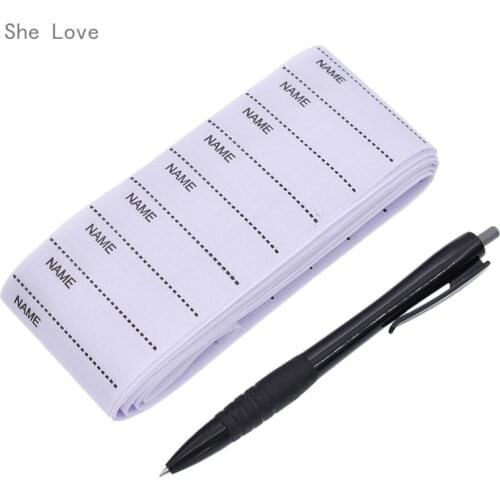 Chzimade 100pcs White Washable Iron on Name Labels Garment Fabric Tags Marker Set for Clothes Sewing Accessories