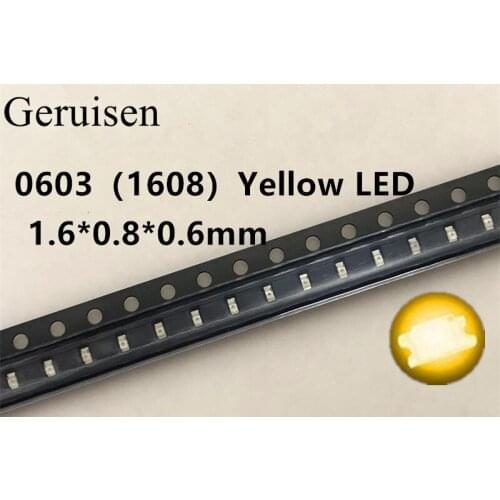 20000PCS 0603 Yellow SMD led Super Bright 120mcd 2.0~2.4V 580-590nm SMD 0603 led yellow 0603 diodes 1.6*0.8*0.6mm light lamp