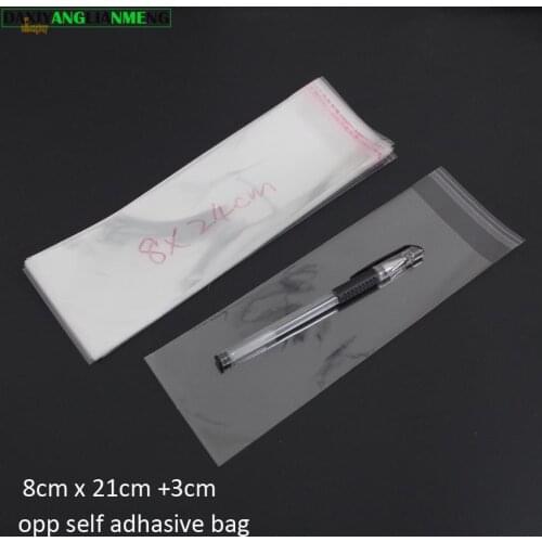 300pcs Clear Resealable BOPP/Poly/ Cellophane Bags 8x21+3cm Transparent OPP Self Adhesive Plastic storage cosmetic Packing bags