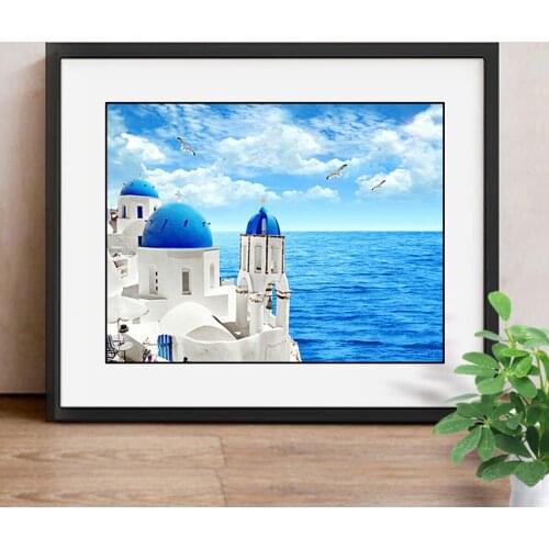Diamond Embroidery Landscape Picture of Rhinestones Diamond Painting Seaside Castle Home Decor Needlework DIY