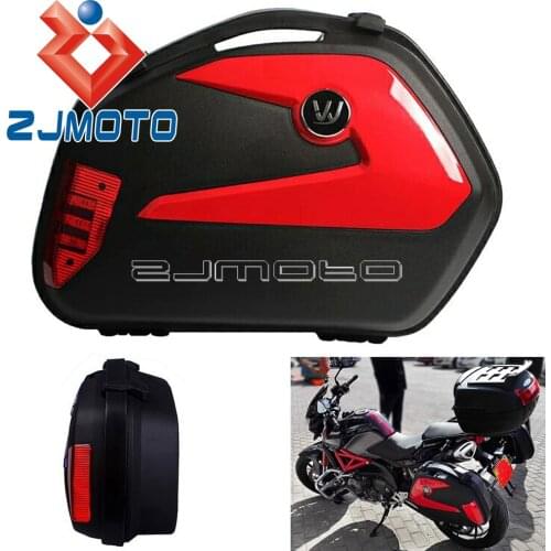 2x Universal Motorcycle ABS Plastic Side Case Side Pannier 20L Cargo Box For Honda Yamaha Suzuki BMW Motobike Luggage Tail Box