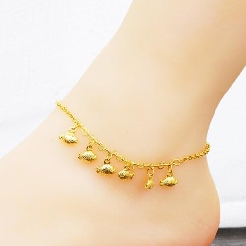 Carp Heart Peanut Ankle Bracelets Foot Choker Anklet Girl Women Gold 2021 Summer Accessories For Beach Leg Bracelet Jewelry Gift