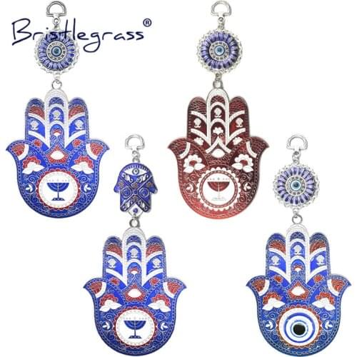 BRISTLEGRASS Turkish Blue Evil Eye Hamsa Hand Flower Amulets Lucky Charm Wall Hanging Pendant Pendulum Blessing Protection Decor
