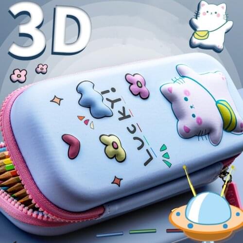3D Pencil Case EVA Storage Box Lovely Pink Unicorn Cartoon Pen Bag for School Girl Kawaii Stationery Gift Pouch High Quality