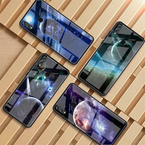 Outer space Tempered Glass Phone Case For Huawei P20 P30 P40 P40 Lite Pro Psmart Mate 20 30 Cover Shell