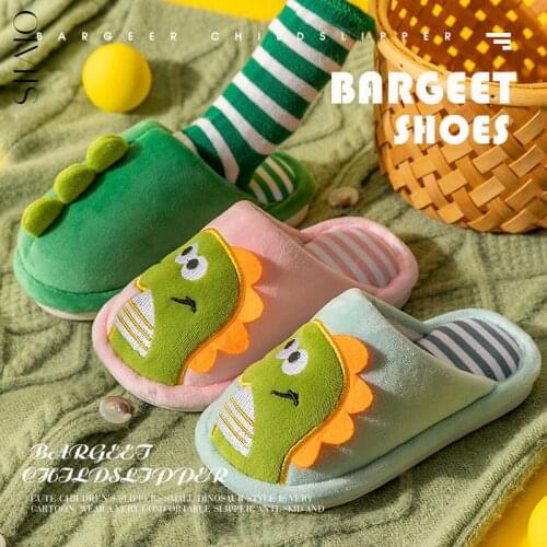 Winter Autumn Toddler Boys Girls Fluffy Little Kids Shoes Warm Cute Animal Cotton Fabric Flat with Home Slipper