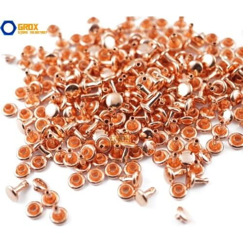 600 set 5*5mm Rose Gold Double Cap Round Rapid Rivet Punk Rock Leathercraft Rivet