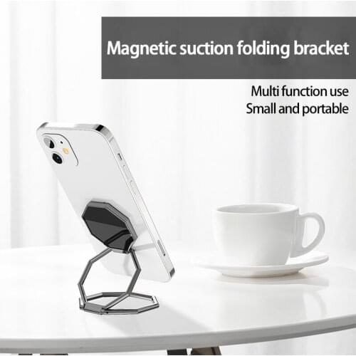 Double Ring Magnetic Car Phone Holder Stand For IPhone 12 Pro Metal Phone Holder Foldable Desk Stand For Mobile Phone Universal