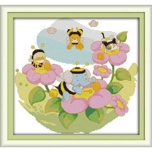 Everlasting Love The Spring Bees Chinese Cross Stitch Kits Ecological Cotton Stamped Printed 14 11CT DIY Gift Wedding Decoration