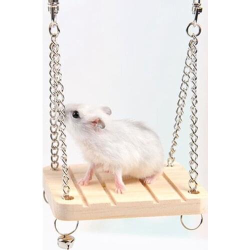 Hamster Swing Wooden Funny Interactive Hamster Swing Toy Hamster Hanging Bed Pet Hanging Toy Small Pet Toys Accessories