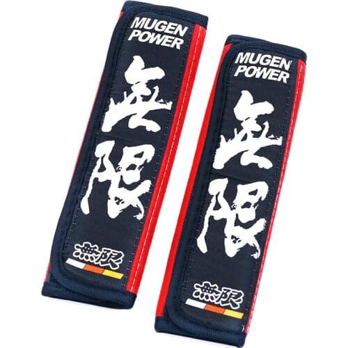 JDM Style Mugen Suede Seat Belt Cover Soft Harness Pads Shoulder Pad