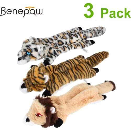 Benepaw Quality 3-pack Plush Dog Toys Durable No Stuffing Safe Squeaky Puppy Chew Toys Pet For Teething Machine Washable
