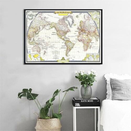 1951 World Globe Map 90*60cm Personalized Atlas Poster World Map Wall Sticker Decoration for Home Office School Supplies