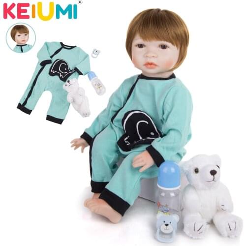 KEIUMI 22 Inch New Design Reborn Baby Dolls Soft Cloth body Lifelike Reborn Bebe Toy For Kids Birthday Surprise Gifts