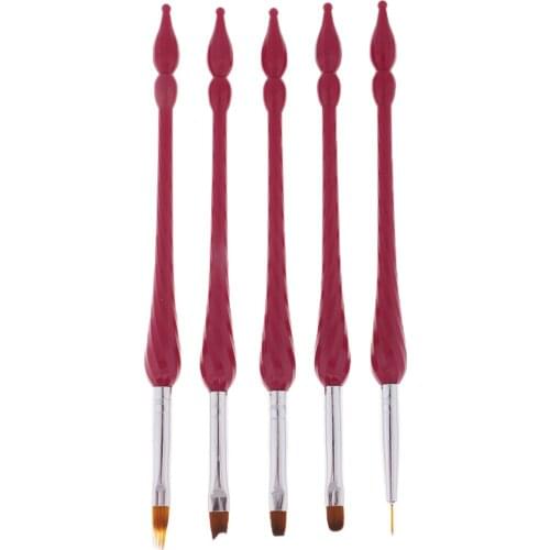 Nail Art Brushes,5 pcs Nail Pen Acrylic Gel Polish Flat Painting Drawing Brush Pen Nail Art Manicure Tools DIY Salon,Silicone