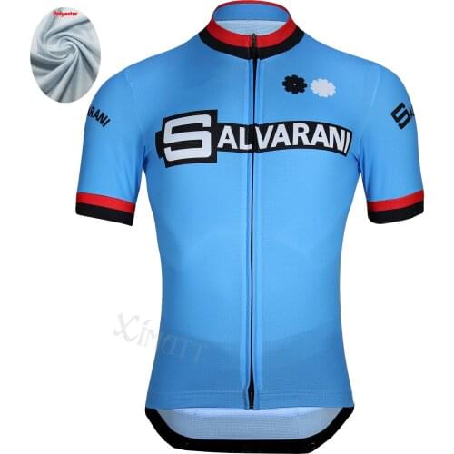 Classical Retro Polyester Summer Bicycle Clothing Sea Blue Bmx Bike Motocross Jersey Quick Drying Tight-Fitting Sport T-shirt