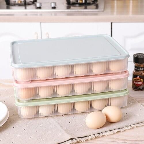 24 Grids Plastic Egg Storage Box Eggs Holder Portable Food Storage Container PP Refrigerator Egg Tray Holder Container With Lid