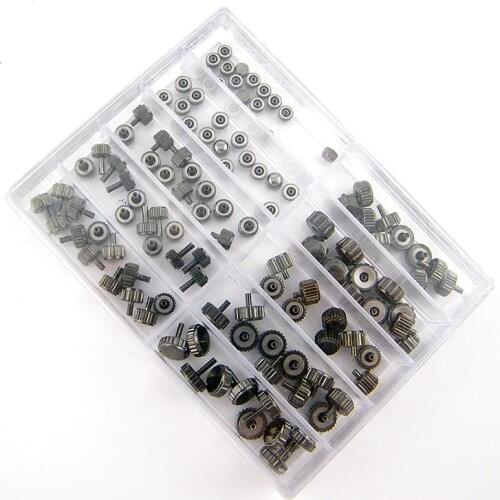 Free Shipping 100pcs Steel Stainless Watch Crowns Different Sizes 3.0-8.0mm for Watch Repair