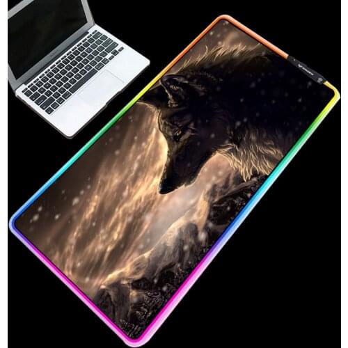 Mairuige Large Size RGB Mouse Pad Cold Light LED Color Change USB Charging Siberian Wolf King Dongman Computer Carpet