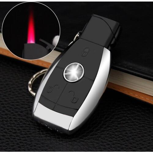 Creative Lighter Car Key Inflatable Lighter Windproof Red Cigarette Lighter Personalized Keychain Lighting Lamp Smoking Set