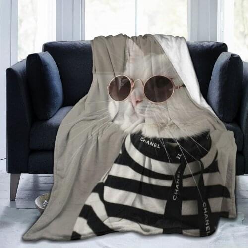 Cool cat soft flannel blanket childrens bed sheet baby bag sofa bedding and Duvet Cover