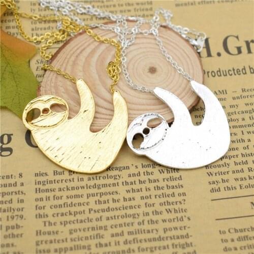 LPHZQH Fashion Cute Sloth Necklace For Women Charm Pendant Choker Necklace Collars Accessories Gift Punk Gold Color