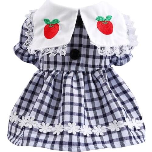 Cute Dog Dress Summer Plaid Puppy Dresses Lace Floral Print Fruit Small Dog Clothes For Poodle Chihuahua Teddy(XS-XL)