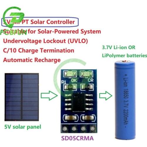 MPPT Solar Controller SD05CRMA 1A 3.7V 4.2V 18650 LiPo Li-ion Lithium Battery Charger Module with Protection Function