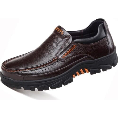 Mens Shoes 2020 Men Leather Loafers Fashion Handmade Design Father Shoes Moccasins Flats Retro Style Slipe On Flat Shoes