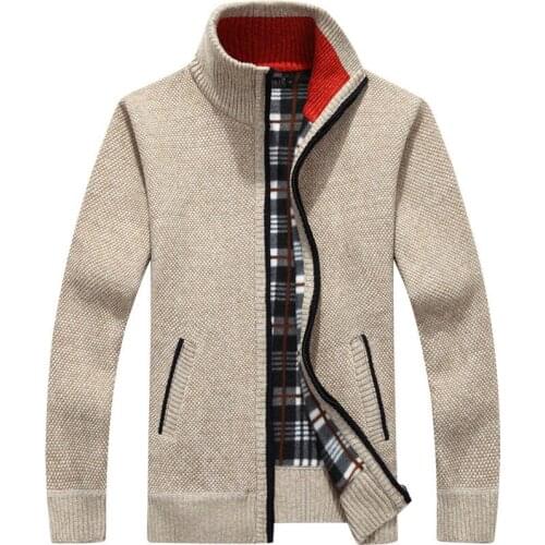 Mens Sweaters Autumn Winter Warm Thick Velvet Sweater Jackets Cardigan Coats Male Clothing Casual Knitwear