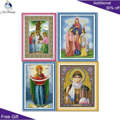 Joy Sunday Religion Needlework R291(1)(2)(3)R417(4) 14CT11CT Counted and Stamped Home Decor Religion Belief Cross Stitch kits