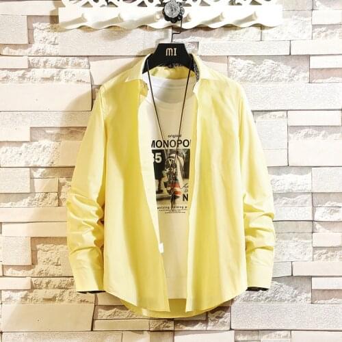 2021 Spring Autumn New Casual Long-sleeved Shirt Korean Simple Solid Color Plus Size M-5xl Lapel Men Sports Shirt Free Shipping