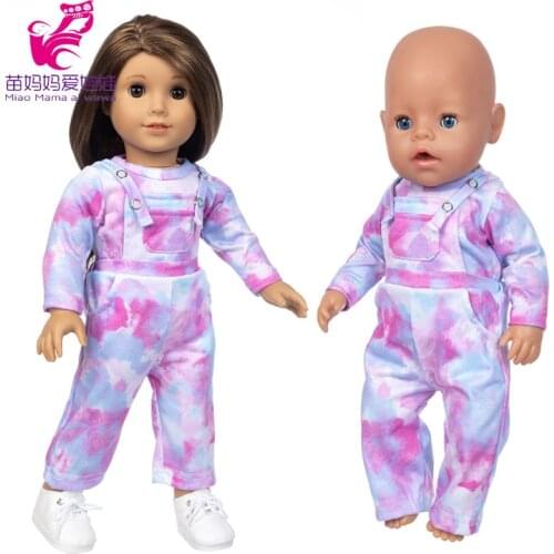Baby Doll Clothes Rainbow Denim Pants 18" Girl Doll Outwear Jeans Tie Dye Jacket Baby Girl Gift