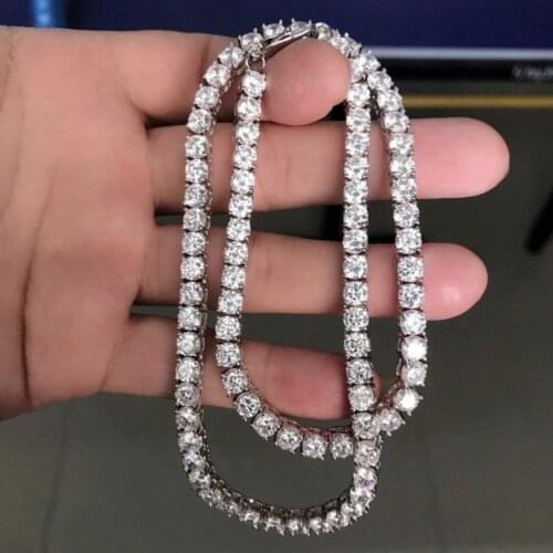 Luxury ROUND 8mm Diamond Natural gemstone Necklace for women men 925 Sterling Silver wedding Fine Hip hop Jewelry With 45-60 cm