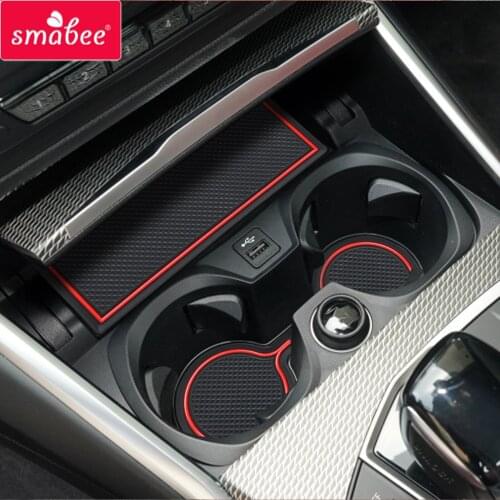 Smabee Anti-Slip Gate Slot Cup Mat for BMW 4 Series 2021 Coupe Interior Rubber Door Pad Car Sticker Accessories Non-Slip Mats