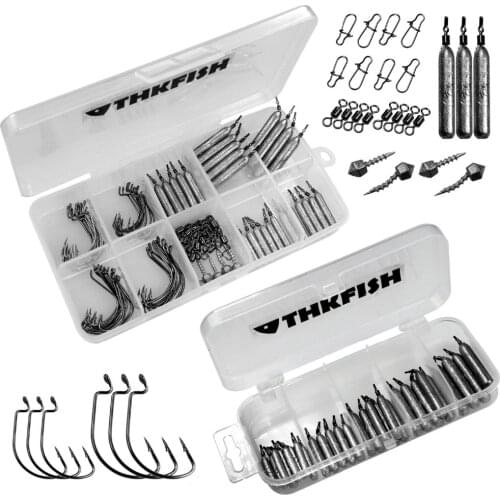 QualyQualy Fishing Accessories for Wacky Rigs Fishing Tackle Box With Drop Shot Weights Offset Hooks Swivel&Snap