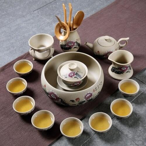 Retro Kung Fu Tea Set Teapot cover bowl Tea Cup Ceramic whole Set House Office Tea set Chinese Jingdezhen ceramic tea gift box