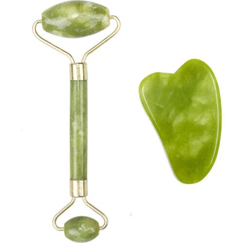 New Facial Massage Roller Guasha Board Double Heads Jade Stone Face Lift Body Skin Relaxation Slimming Beauty Neck Thin Lift