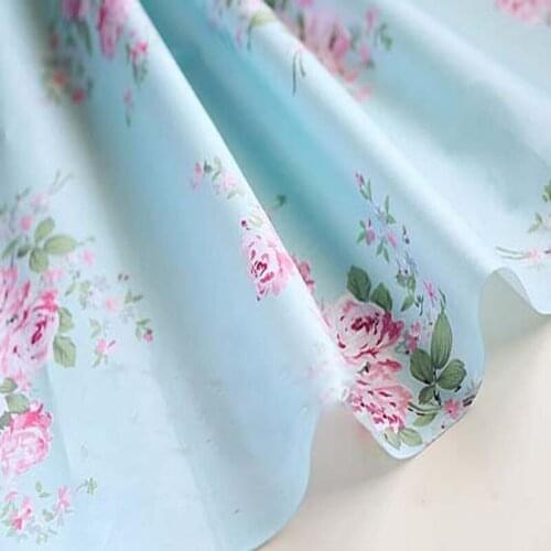 Romantic Beddings Quality Blue Big Flower Floral Printed 100% Cotton Fabric clothes bedding sewing cloth patchwork
