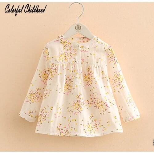 Baby printed shirt spring autumn new girl childrens clothing big kids childrens long-sleeved shirt 3-12yrs
