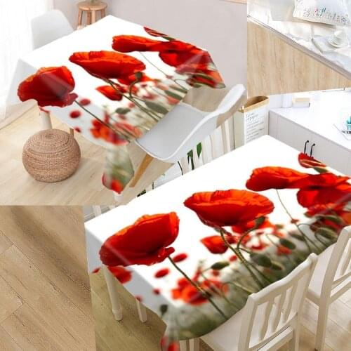 Custom Poppy Modern Dustproof Tablecloth High Quality Print Tablecloth Everything For Home And Kitchen