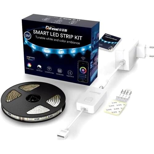 LED Strip Light RGB 5050 SMD 2835 Flexible Ribbon Fita Led Light Strip RGB 2M Tape Diode DC 12V+Adapter 16 Million Kinds Colors