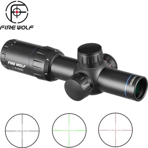 FIRE WOLF 1.5-5X20 Tactical HD Riflescopes Dot Reticle Sight Sniper Rifle Scope Hunting Scopes For Airsoft Air Guns