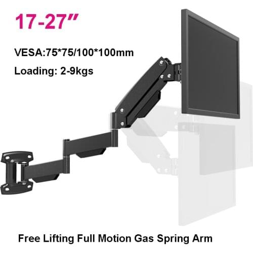 17-27" Ultra-long Gas Spring Arm Wall Mount Monitor Holder Full Motion Heavy Duty LCD TV Mount Bracket LG312 Loading 2-9kgs